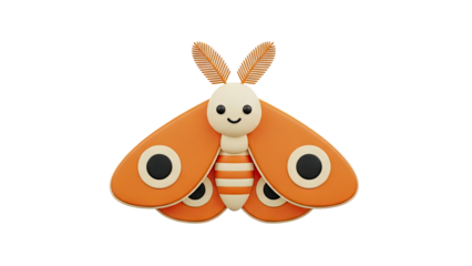 Cute Cartoon Moth on transparent background