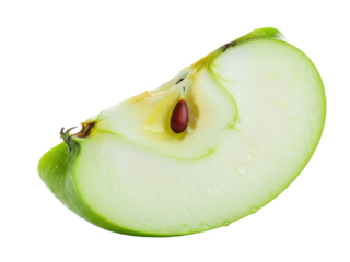 Green apple slice isolated on transparent background