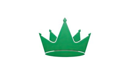 Green Crown Icon with 3D Embossed Effect transparent background