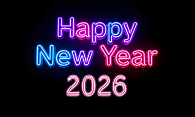Happy New Year 2026 Neon Greeting
