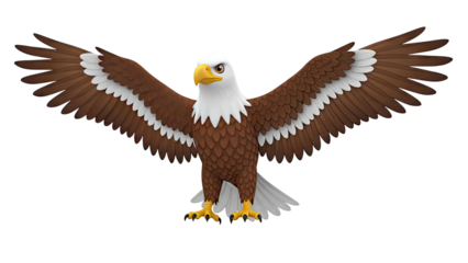 Cartoon Bald Eagle Spreading Wings