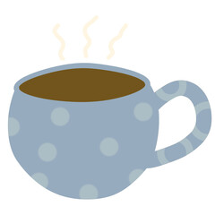 Cute Coffee Cup Illustration with Polka Dot Mug. 