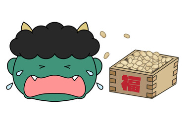泣いている節分の鬼のイラスト