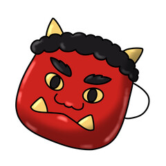 節分の鬼のお面のイラスト © よんち