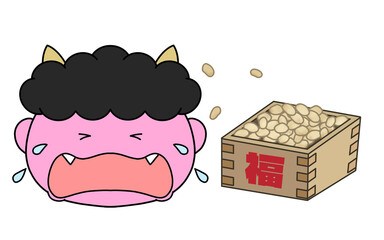 節分の泣いている鬼のイラスト