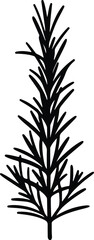 Silhouette of fresh rosemary herb sprig isolated on white background Vector Illustration