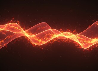 Fiery, glowing wave of energy, orange and red, on a dark background
