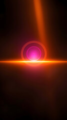 Abstract glowing light orb with concentric rings and orange horizon flare