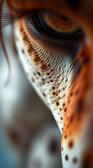 Ultra detailed macro close up of animal eye showcasing rich skin texture depth and realism