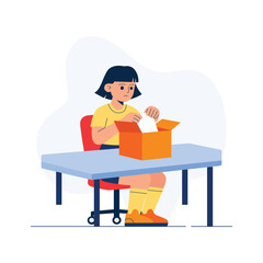 A flat illustration showing order packing workflow