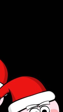 Seamless animation of illustration of  Christmas vertical video of santa face falling with copy space