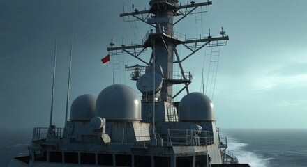Powerful warship sailing through the sea with a dominating naval presence
