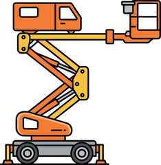 Articulating boom lift illustration showing aerial work platform construction maintenance equipment elevated access machine industrial vector design © Yeasin