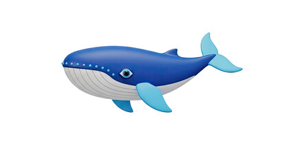 Fototapeta premium Cute Blue Whale Icon with Big Eyes transparent background
