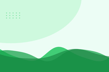 Obraz premium Green hills with abstract shapes in minimalist style with soft gradient color in digital illustration for environmental banner