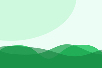 Fototapeta premium Green hills with abstract shapes in minimalist style with soft pastel colors in digital illustration for environmental campaign