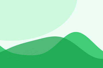 Green hills landscape in minimalist style with soft gradient colors on digital illustration background for environmental branding
