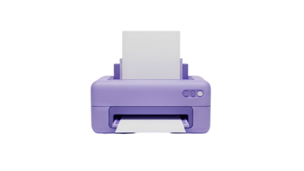 Cute Purple 3D Printer Icon with Paper transparent background