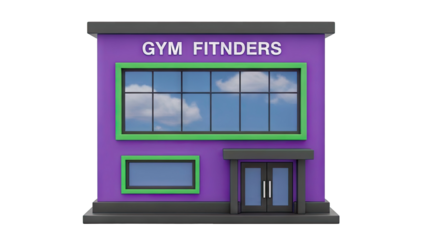 Gym Building Icon with Name Sign transparent background
