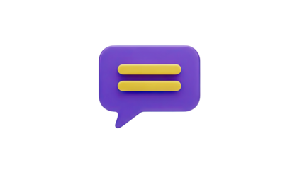 Purple Chat Bubble Icon with Yellow Lines transparent background