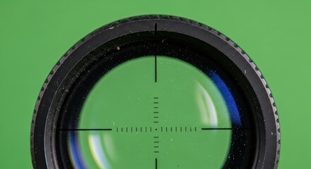 Scope crosshair against vibrant green background symbolizes precision