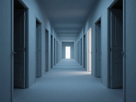 Corridor with Many Doors Liminal Space