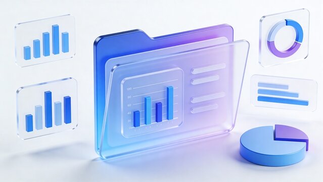 Data analysis charts and folder - Powered by Adobe