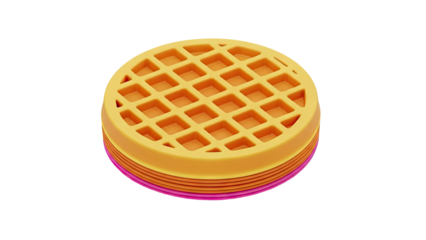 Stack of round waffle molds on transparent background