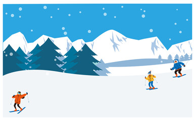 スキー場背景イラスト素材