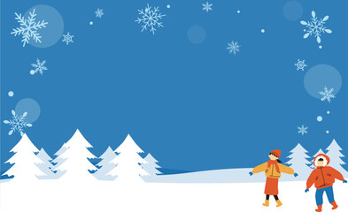 雪山を歩く人の背景イラスト