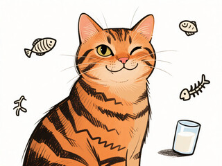 Close Up Cat Illustration Portrait