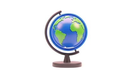 3D Stylized Globe on a Stand on transparent background