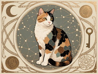 Close Up Cat Illustration Portrait