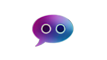 3D Chat bubble icon with two circular eyes and a gradient on transparent background
