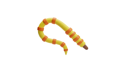3D Yellow and orange striped pipe on transparent background