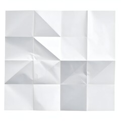 A folded square of white paper, showing creases and geometric shapes