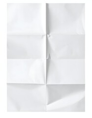 Isolated white sheet of paper folded into a grid pattern