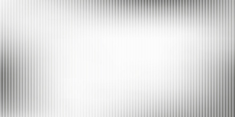 Acrylic satin corrugated glass texture light gray background. Blurred soft ribbed transparent striped door window overlay. Metal silver reeded polycarbonate sheet. Abstract vertical gradient pattern