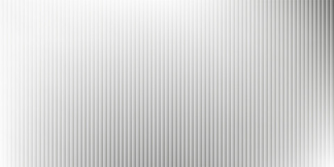 Acrylic satin corrugated glass texture light gray background. Blurred soft ribbed transparent striped door window overlay. Metal silver reeded polycarbonate sheet. Abstract vertical gradient pattern