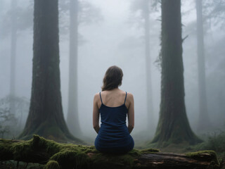 Woman from Behind Looking to the Sky