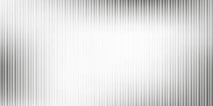Acrylic satin corrugated glass texture light gray background. Blurred soft ribbed transparent striped door window overlay. Metal silver reeded polycarbonate sheet. Abstract vertical gradient pattern