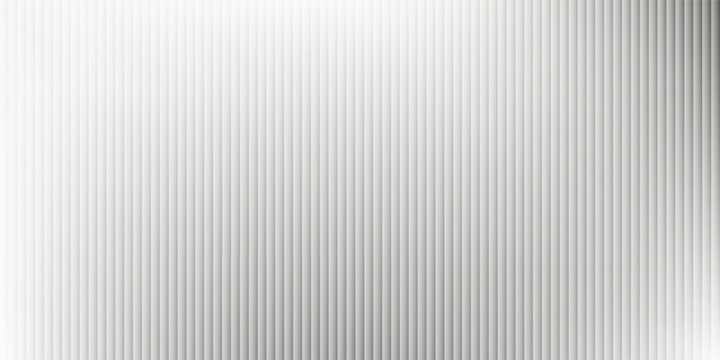 Acrylic satin corrugated glass texture light gray background. Blurred soft ribbed transparent striped door window overlay. Metal silver reeded polycarbonate sheet. Abstract vertical gradient pattern