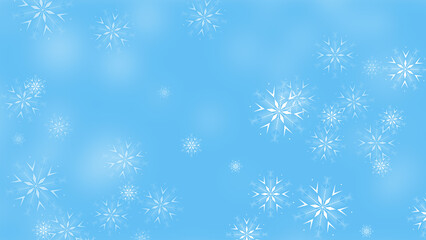 Winter blue background with beautiful snowflakes. It's snowing. Vector Illustration