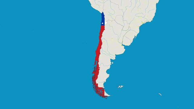 Chile Map With Flag Animation Zoom In