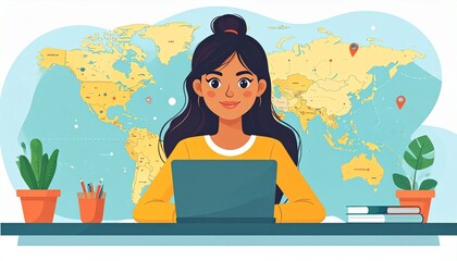 International Travel Planning and Digital Navigation Illustration