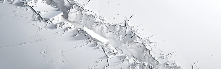 Cracked glass texture with shattered fragments on white background