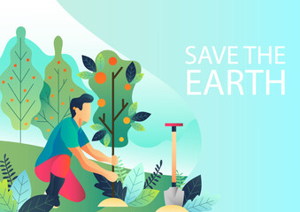 Vector background celebrating Earth salvation with trees and greenery. Perfect for eco campaigns, sustainability branding, and nature-themed visuals&mdash;bold, versatile, and ready to customize.