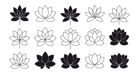 Obraz premium Lotus flowers collection blooming petals oriental zen spiritual yoga meditation symbol