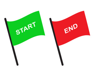 Start and End Flags Icon with Green and Red Poles for Process and Race Indicators