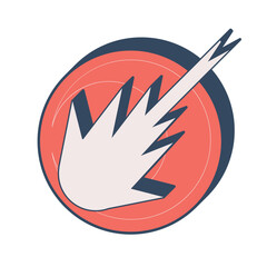 Falling Comet wth Moon Outlining in Circle Symbol, Orange and Blue Tone